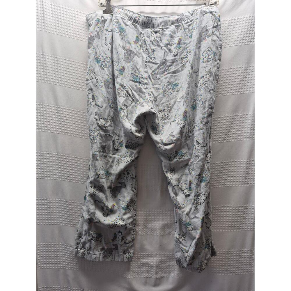Old Navy Pajama Pants Womens Sz XL Gray Cat Drawstring PILING Elastic Waist 8318 - Picture 5 of 6